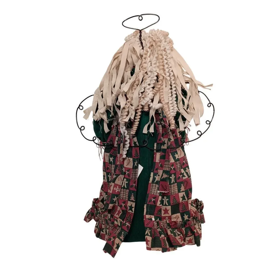 Vintage Angel Tree Topper, Rag Doll, Christmas Dress, Country Theme Size 16